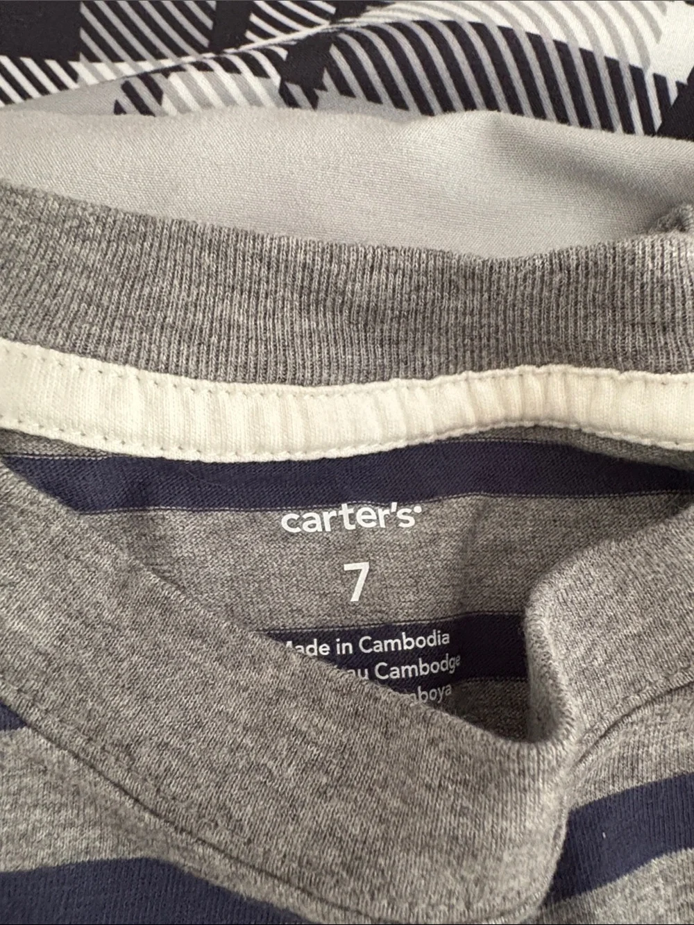 Carter's Gray & Navy Striped Top with Navy Jogger Fleece Sweatpants